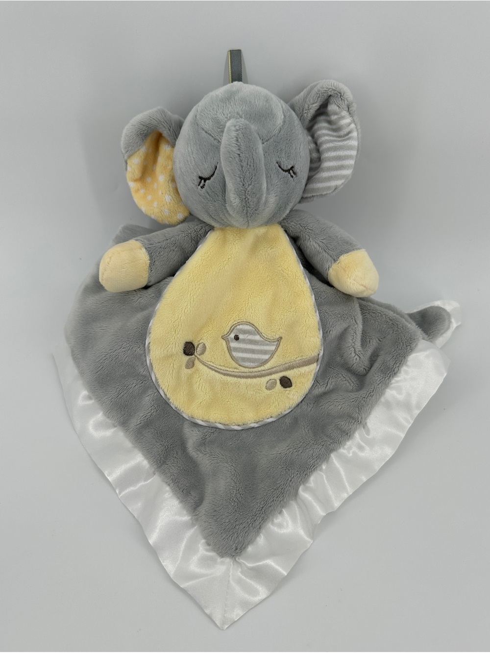 Douglas Baby Lovey Joey Gray Elephant Lil Snuggler #1411 Yellow Satin Edges Bird
